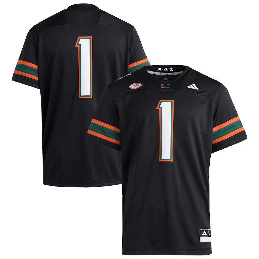 #1 Miami Hurricanes Premier Jersey - Black -