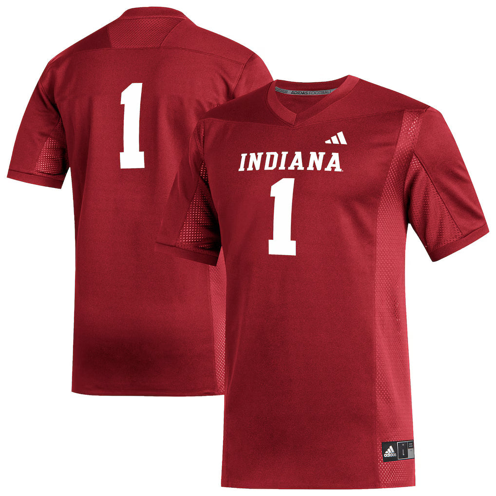 #1 Indiana Hoosiers adidas Football Jersey - Crimson -