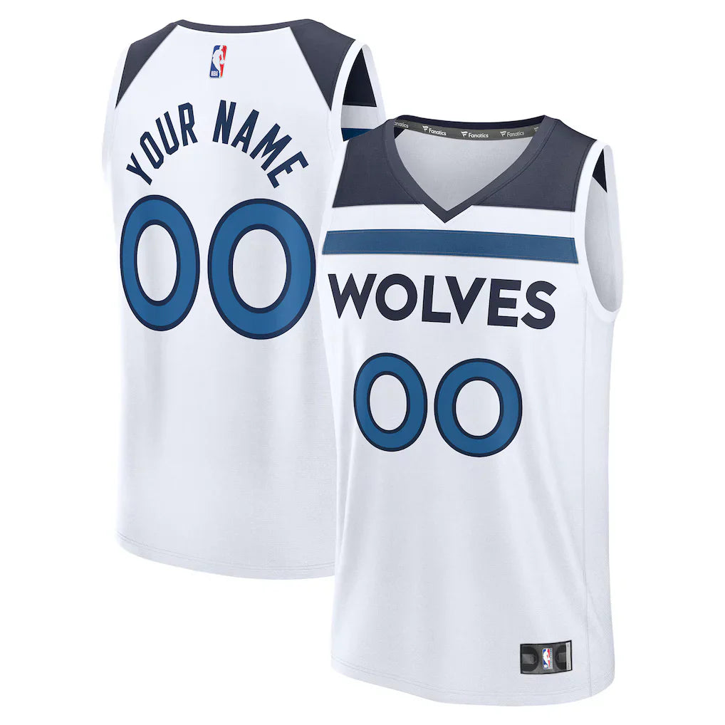 Minnesota Timberwolves Fanatics Fastbreak Custom Jersey - Association Edition - White