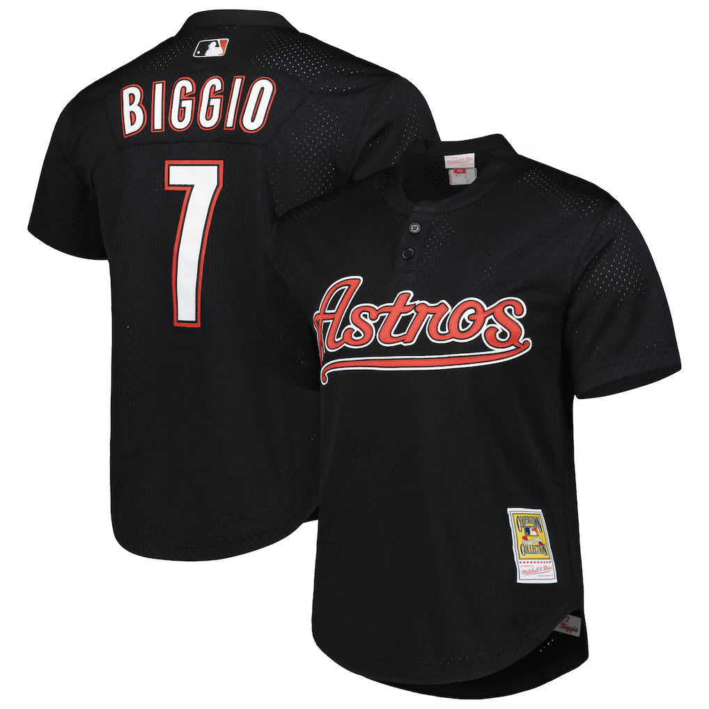 Craig Biggio Houston Astros Mitchell & Ness Cooperstown Collection Mesh Batting Practice Jersey - Black