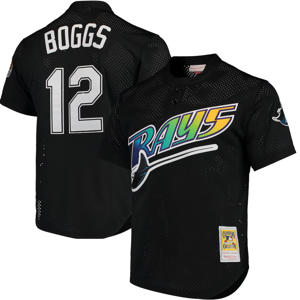 Wade Boggs Tampa Bay Rays Mitchell & Ness Cooperstown Collection Mesh Batting Practice Jersey - Black