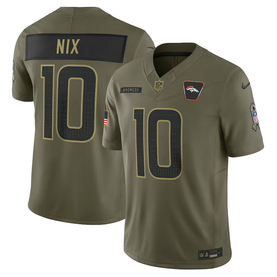 Bo Nix Denver Broncos 2025 Salute to Service Limited Jersey - Olive -
