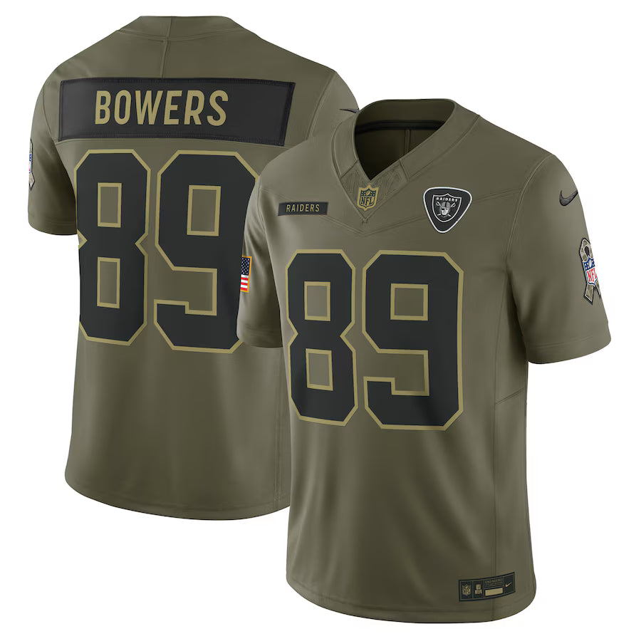 Brock Bowers Las Vegas Raiders 2025 Salute to Service Limited Jersey - Olive -