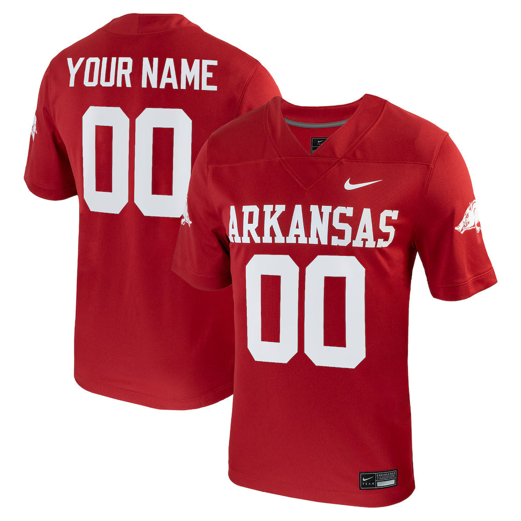 Arkansas Razorbacks Custom Football Game Jersey - Cardinal -