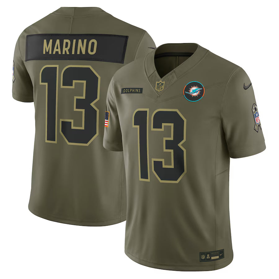 Dan Marino Miami Dolphins 2025 Salute to Service Retired Limited Jersey - Olive -