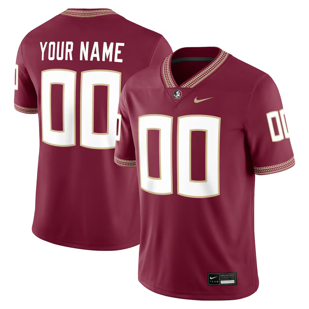 Florida State Seminoles Custom Football Game Jersey - Garnet -