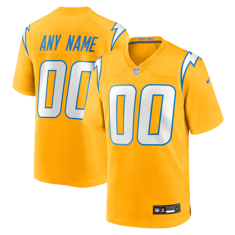 Los Angeles Chargers Alternate Charger Power Game Custom Jersey - Gold -