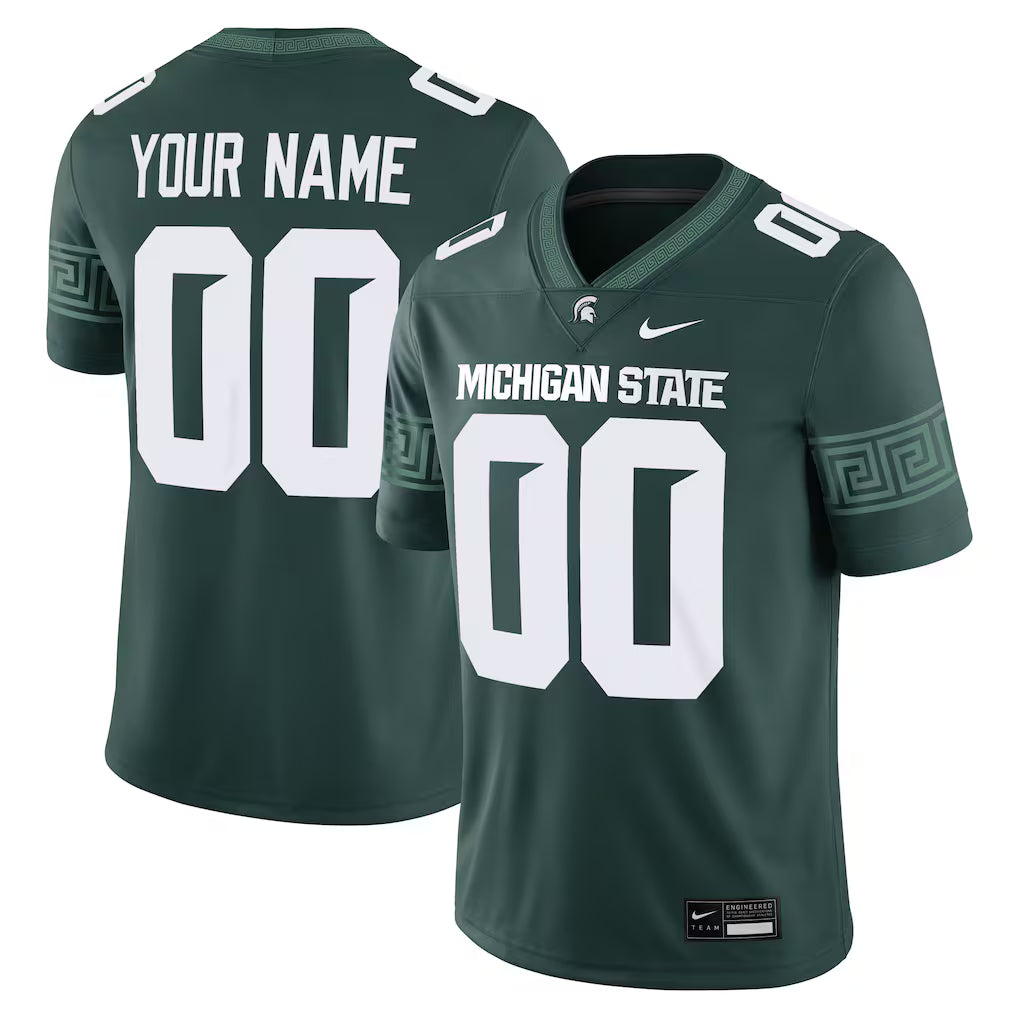 Michigan State Spartans Custom Football Game Jersey - Green -