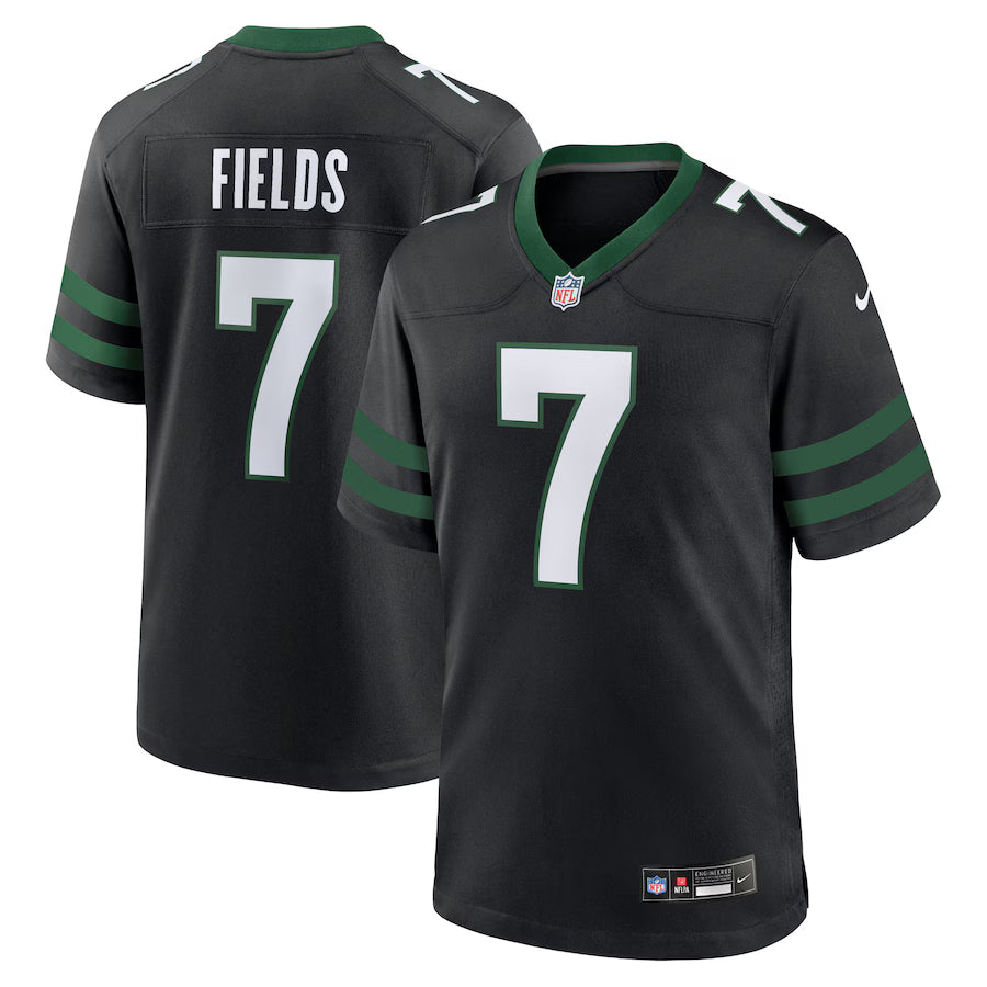 Justin Fields New York Jets Game Jersey - Stealth Black -