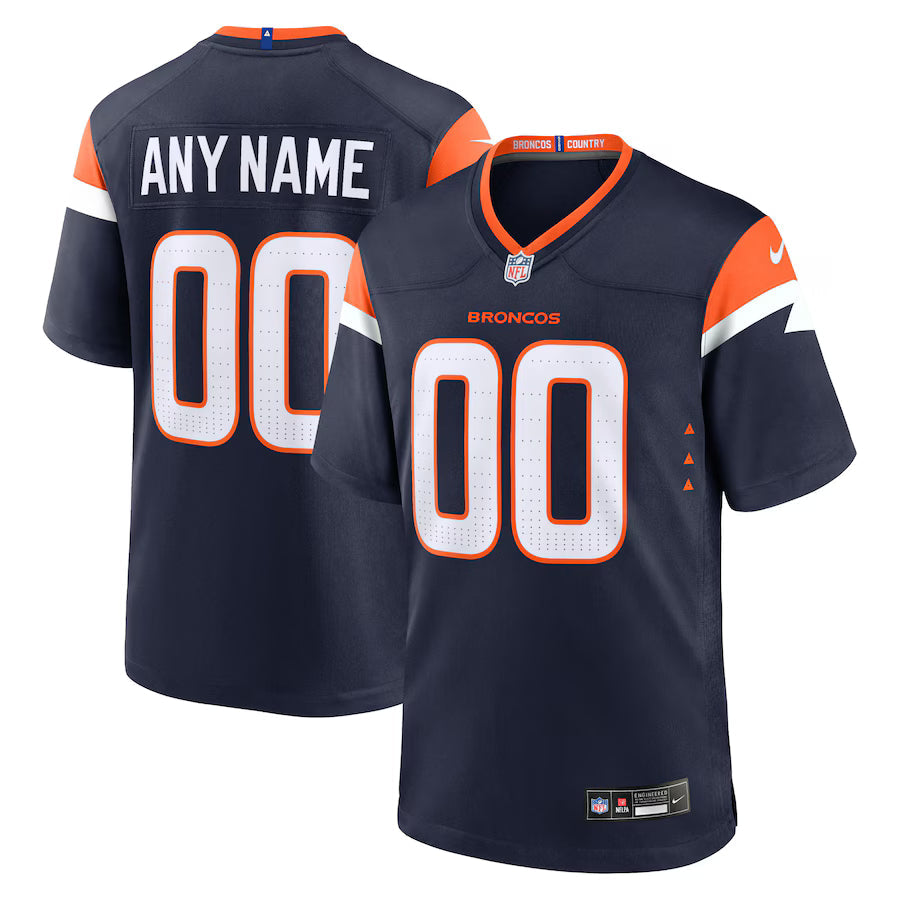 Denver Broncos Alternate Mile High Collection Custom Game Jersey - Navy -