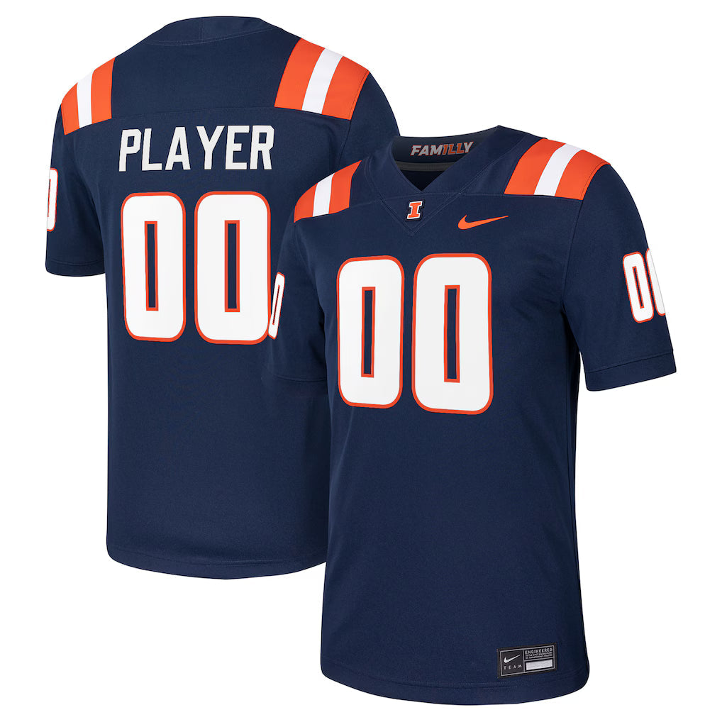 Illinois Fighting Illini Nike Pick-A-Player NIL Football Game Jersey - Navy -