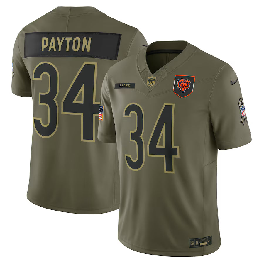Walter Payton Chicago Bears 2025 Salute to Service Retired Limited Jersey - Olive -