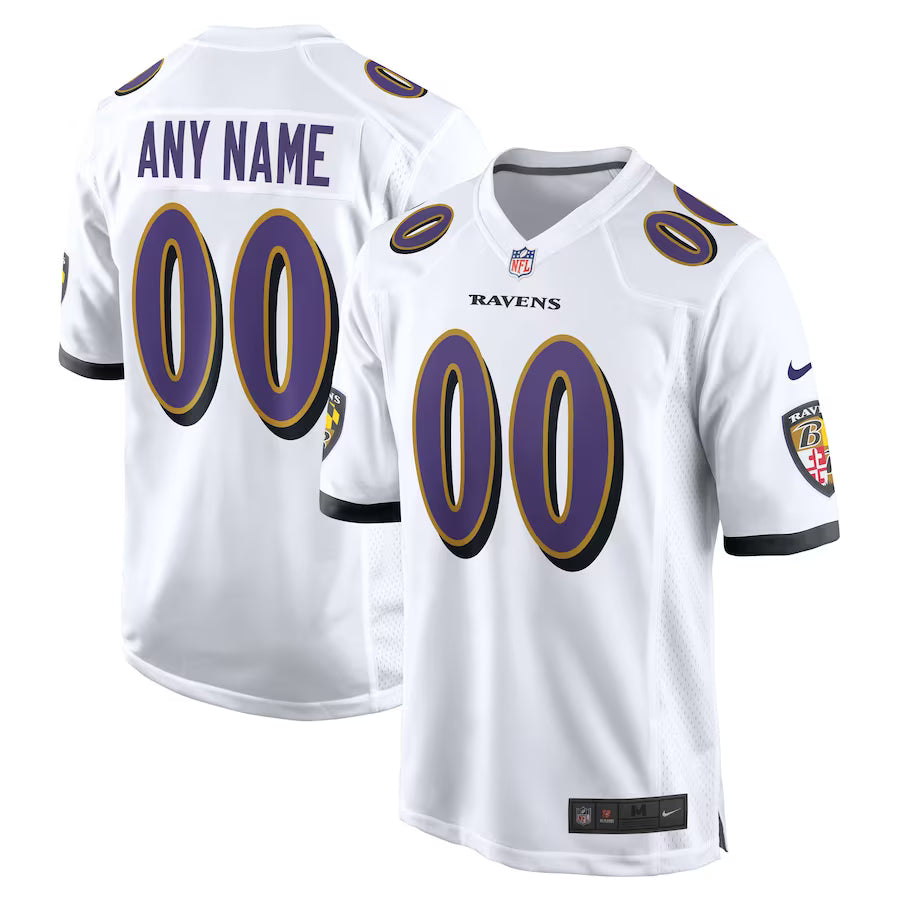 Baltimore Ravens Custom Game Jersey - White -