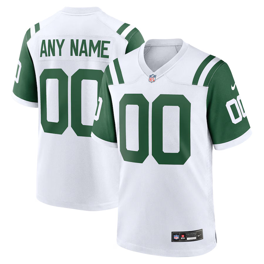 New York Jets Classic Alternate Custom Replica Jersey - White -