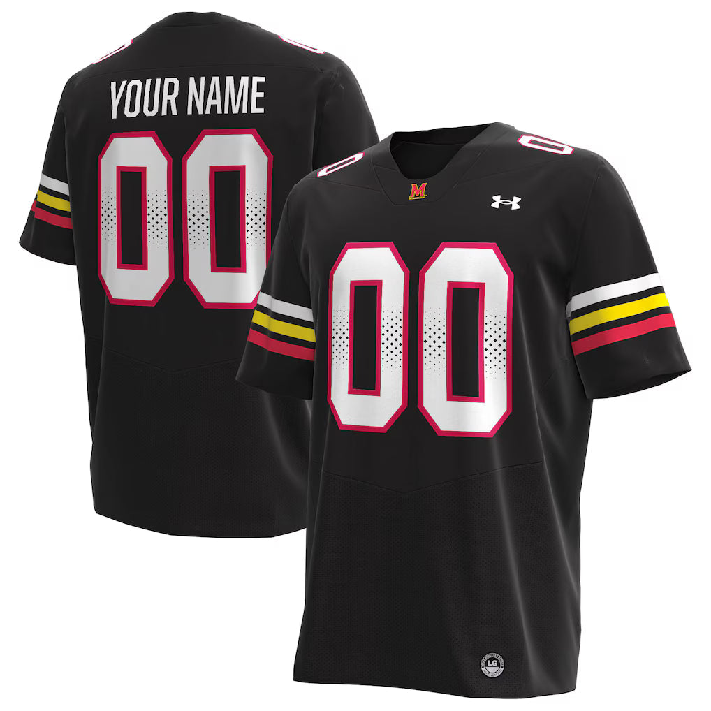 Maryland Terrapins Under Armour Custom Football Jersey - Black -