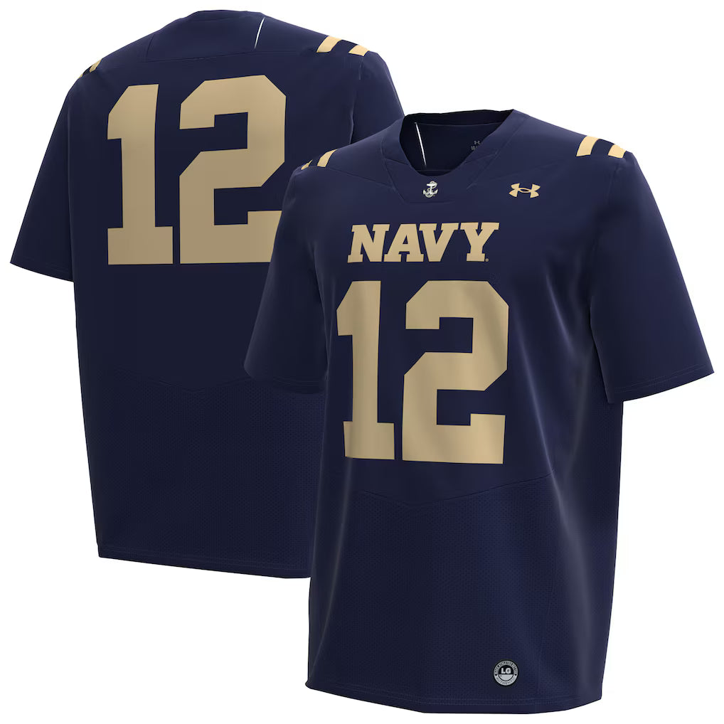 #12 Navy Midshipmen Under Armour Football Jersey - Navy -