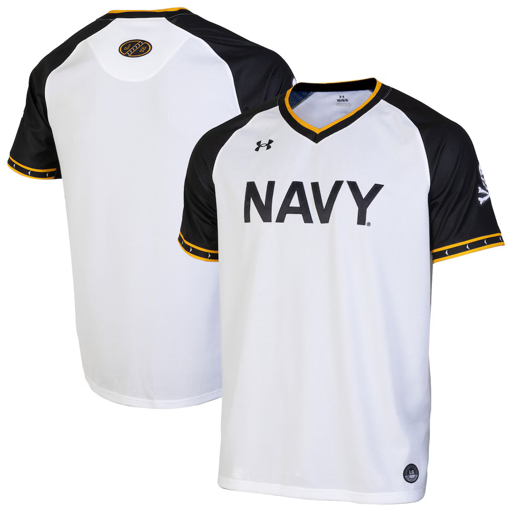 Navy Midshipmen Under Armour Full-Button Baseball Jersey - White -