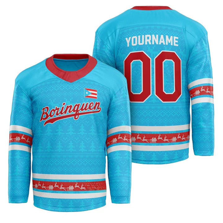 Puerto Rico Christmas Custom Hockey Jersey