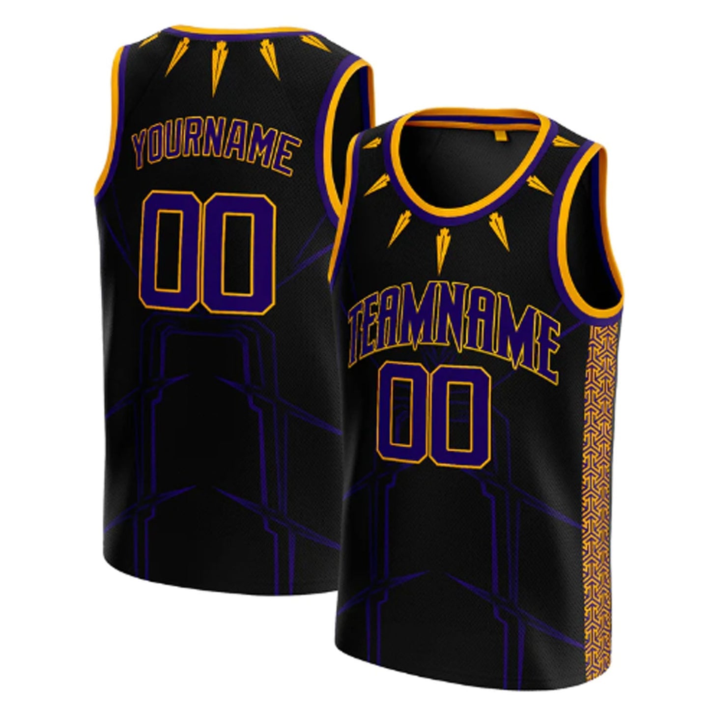 Black Purple-Gold Custom Basketball Jersey