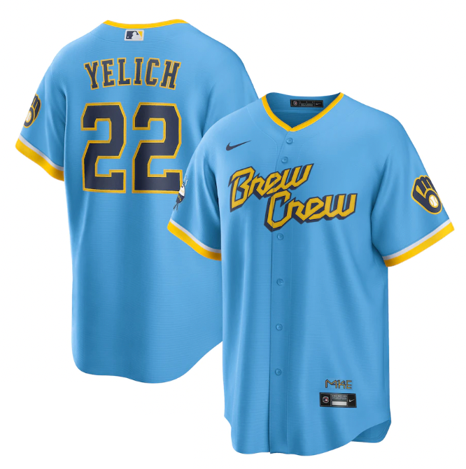 Baseball Christian Yelich Milwaukee Brewers 22 Jersey