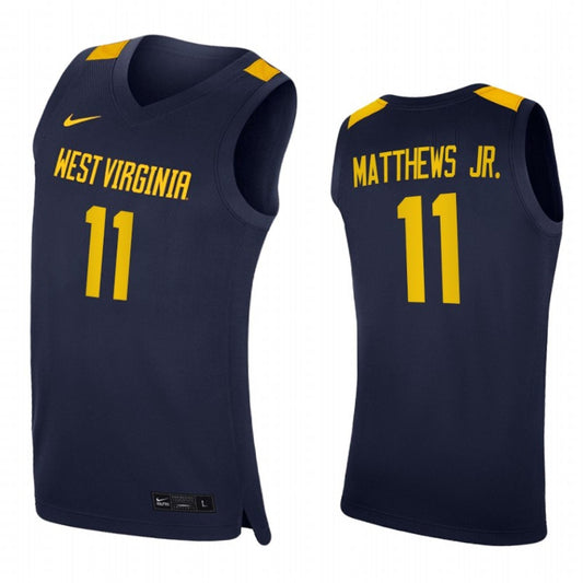 NCAAB Emmitt Matthews West Virginia Mountaineers 11 Jersey