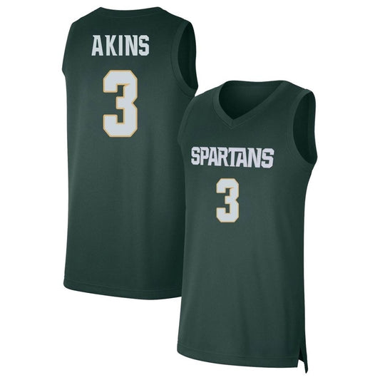 NCAAB Jaden Akins Michigan State Spartans 3 Jersey
