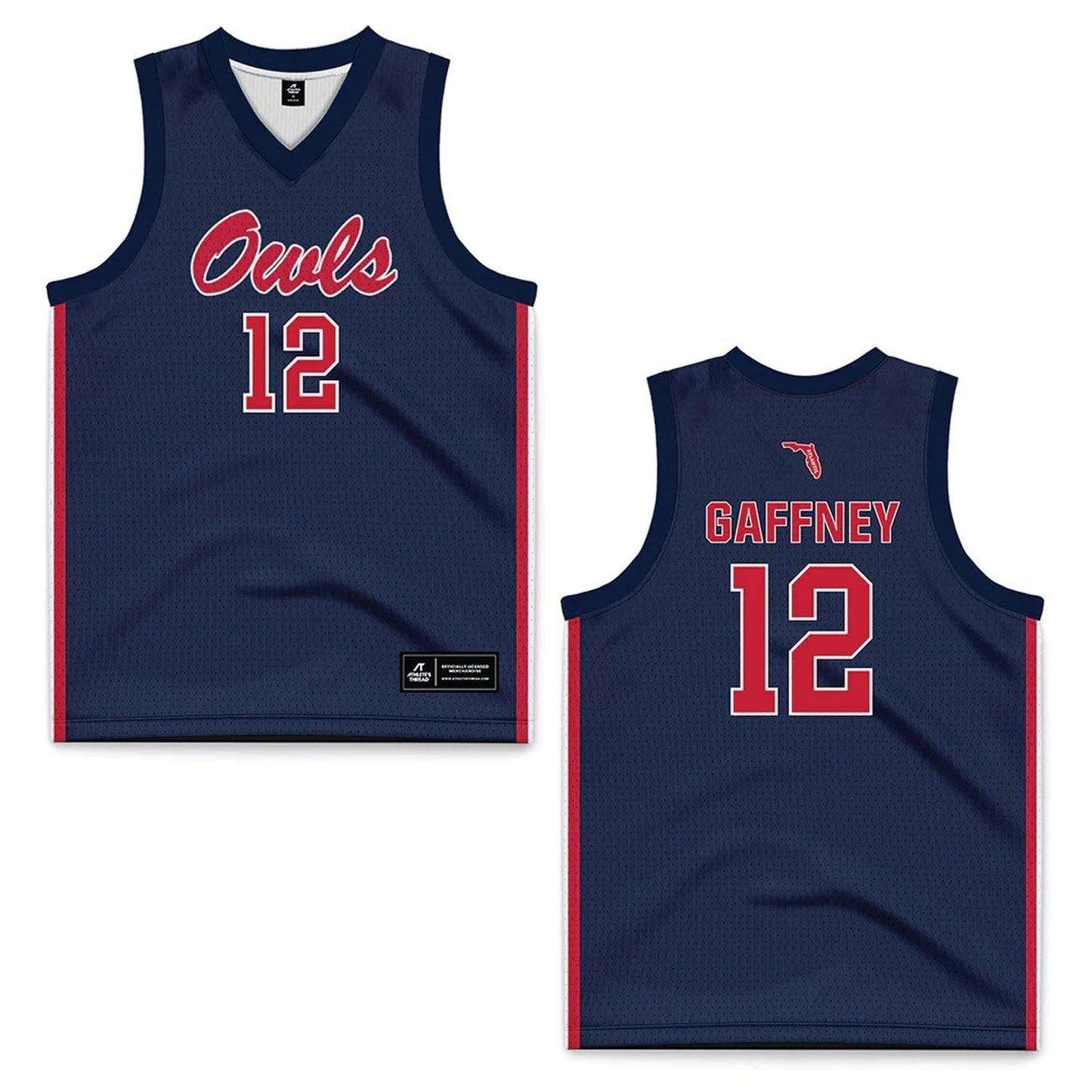 NCAAB Jalen Gaffney Florida Atlantic Owls 12 Jersey