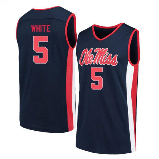 NCAAB James White Ole Miss Rebels 5 Jersey