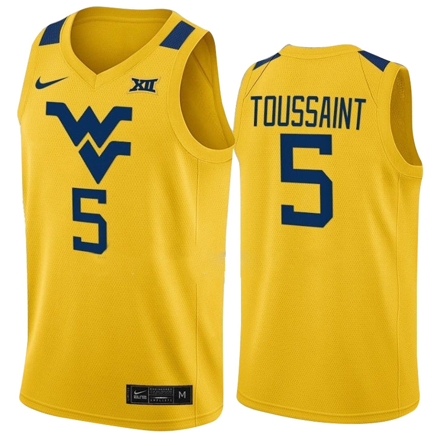 NCAAB Joe Toussaint West Virginia Mountaineers 5 Jersey