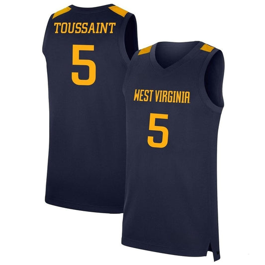 NCAAB Joe Toussaint West Virginia Mountaineers 5 Jersey