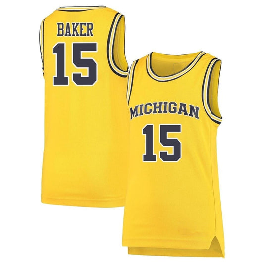 NCAAB Joey Baker Michigan Wolverines 15 Jersey