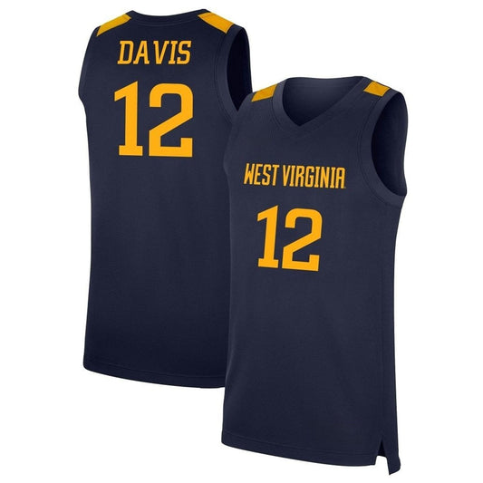 NCAAB Josiah Davis West Virginia Mountaineers 12 Jersey