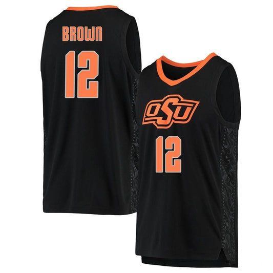 NCAAB Naz Brown Oklahoma State Cowboys 12 Jersey