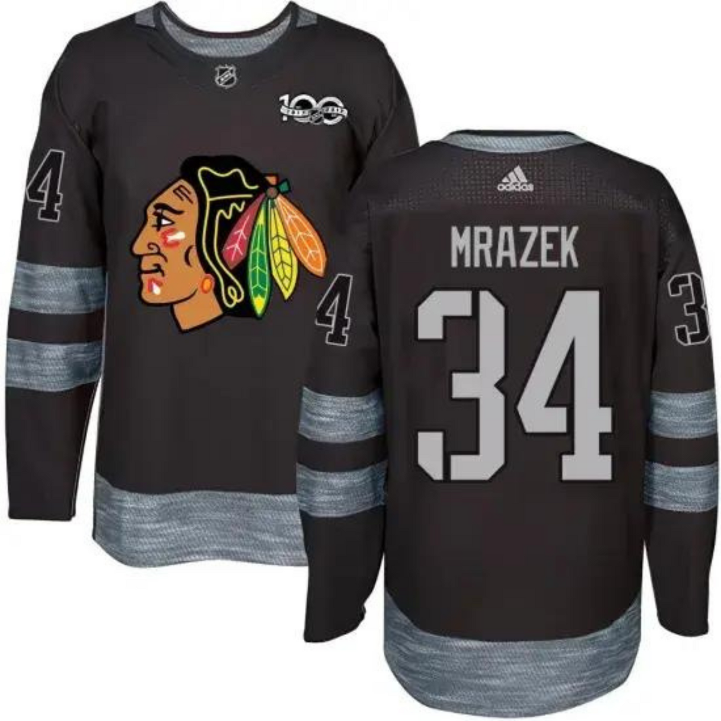 Hockey Petr Mrazek Chicago Blackhawks 34 Jersey