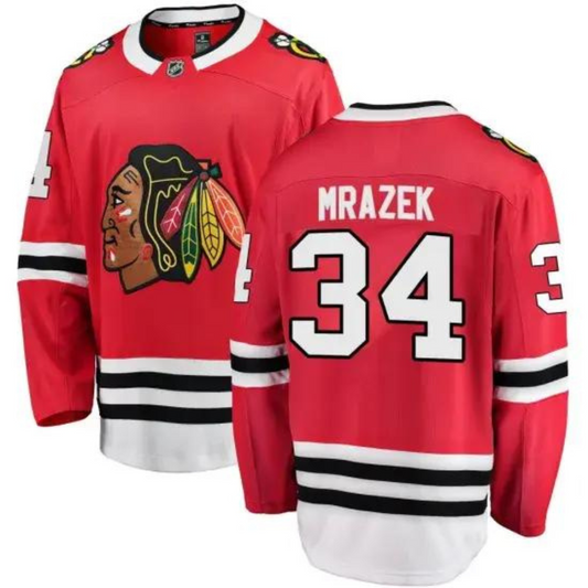 Hockey Petr Mrazek Chicago Blackhawks 34 Jersey