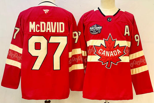 Connor McDavid Canada Game 4 Nations Face-Off #97 Red