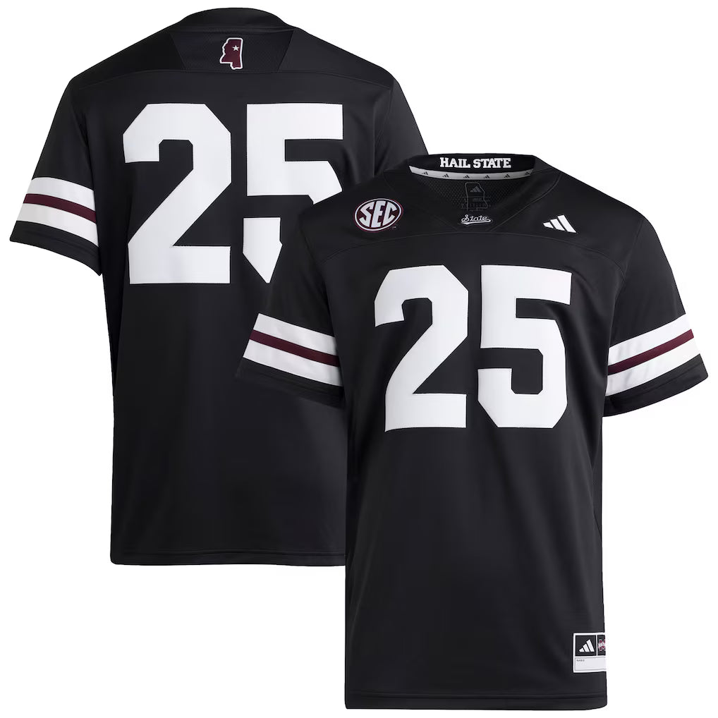 #25 Mississippi State Bulldogs Premier Strategy Jersey - Black -