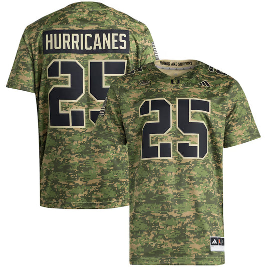 #25 Miami Hurricanes Honor & Support Premier Strategy Jersey - Camo -