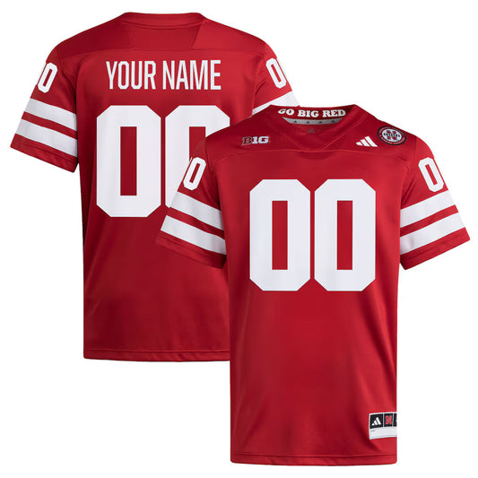 Nebraska Huskers Custom Home Premier Football Jersey - Scarlet -