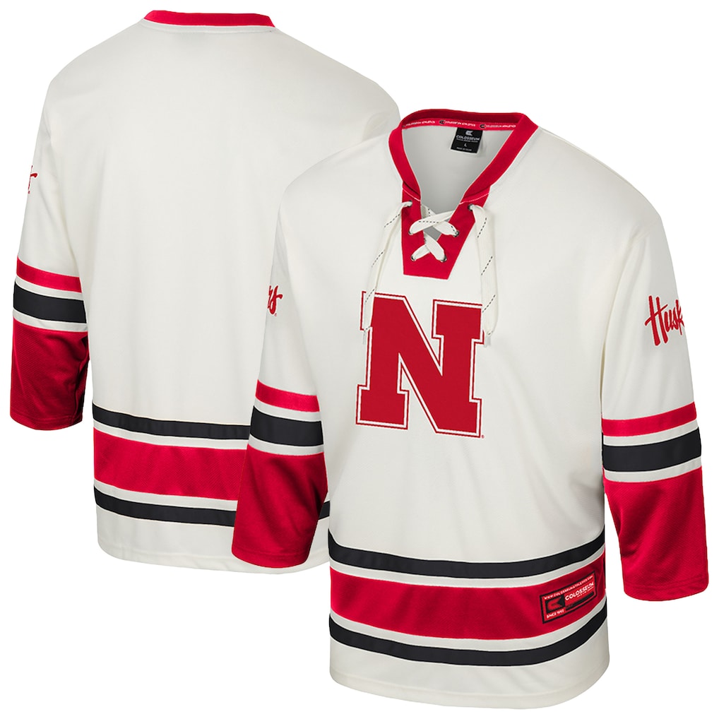 Nebraska Huskers Colosseum Puck Proud Fashion Hockey Jersey - Cream -