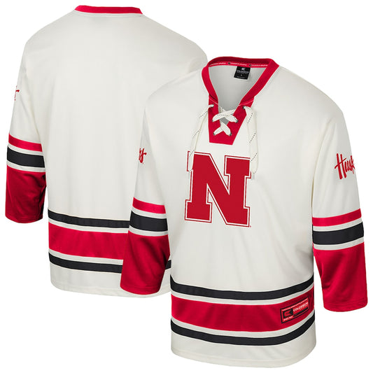 Nebraska Huskers Colosseum Puck Proud Fashion Hockey Jersey - Cream -