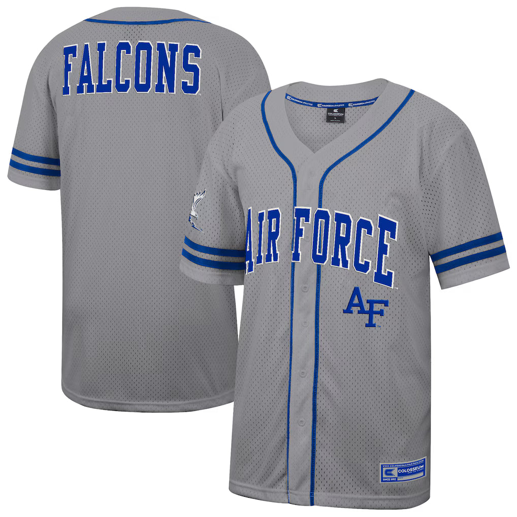 Air Force Falcons Colosseum Free Spirited Baseball Jersey - Gray -
