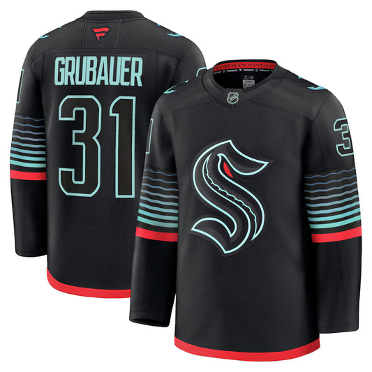 Philipp Grubauer Seattle Kraken Alternate Premium Player Jersey - Black