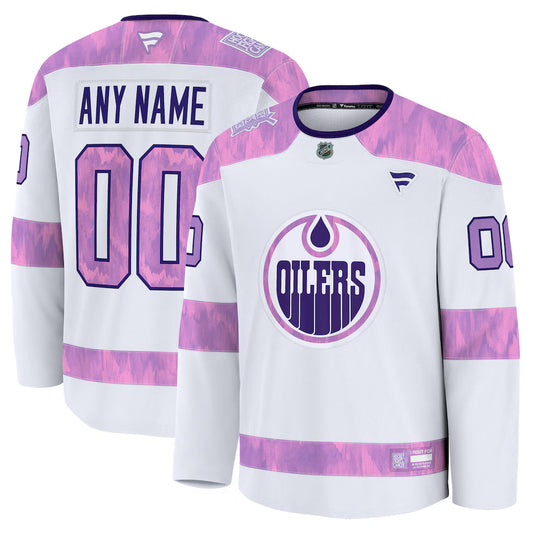 Edmonton Oilers 2026 Hockey Fights Cancer Custom Practice Jersey - White