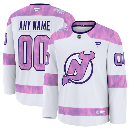 New Jersey Devils 2026 Hockey Fights Cancer Custom Practice Jersey - White