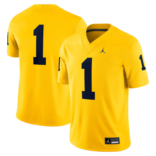 #1 Michigan Wolverines Jordan Brand Alternate Game Jersey - Maize -