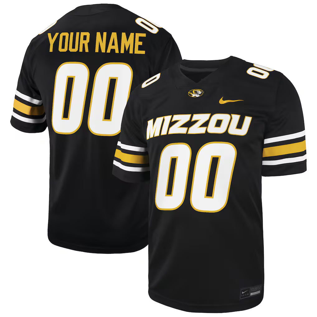Missouri Tigers Custom Football Game Jersey - Black -