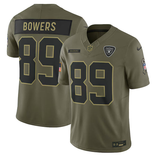 Brock Bowers Las Vegas Raiders 2025 Salute to Service Limited Jersey - Olive -