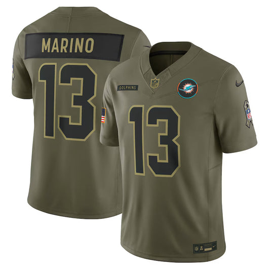 Dan Marino Miami Dolphins 2025 Salute to Service Retired Limited Jersey - Olive -