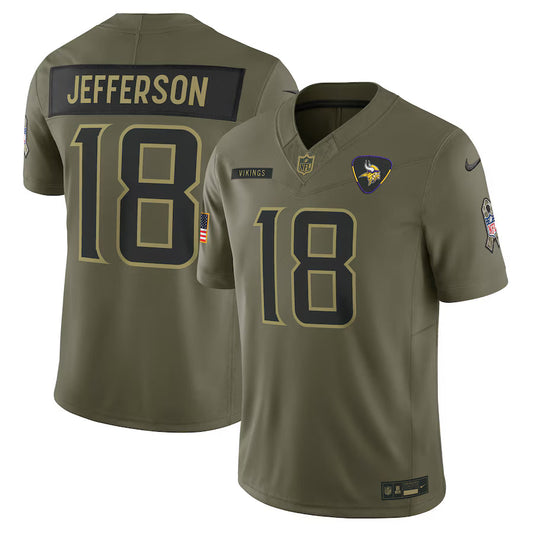 Justin Jefferson Minnesota Vikings 2025 Salute to Service Limited Jersey - Olive -